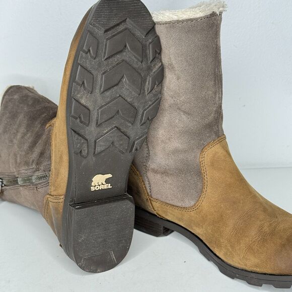 SOREL Boots Womens Sz 8 Tan Emelie Foldover Quarry Shear Lined Waterproof rustic - Picture 8 of 10
